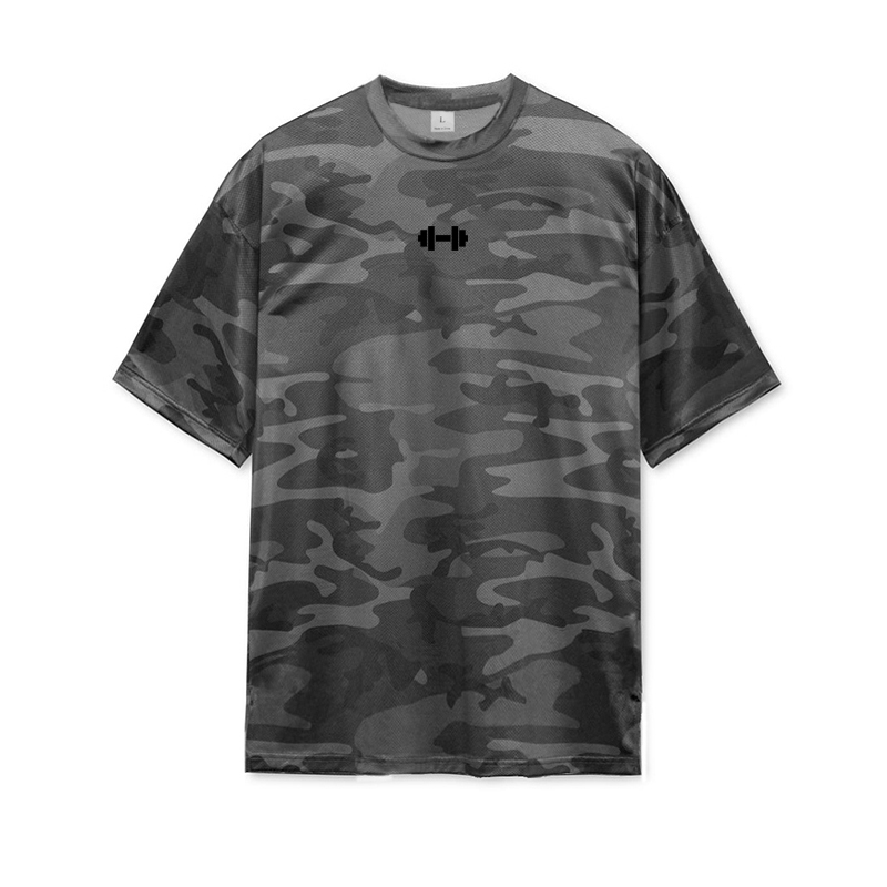 Muscle Tee Workout - Kaos Longgar Cepat Kering Bernapas Kamuflase