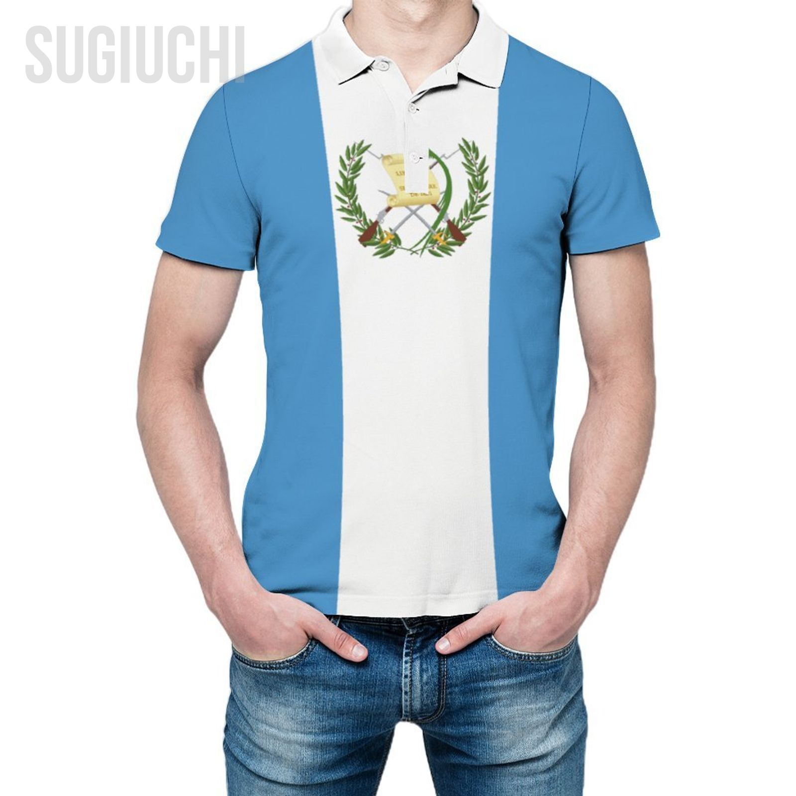 Men'S Fashion Guatemala - Kaos Polo Unisex Bendera Guatemala Cetak