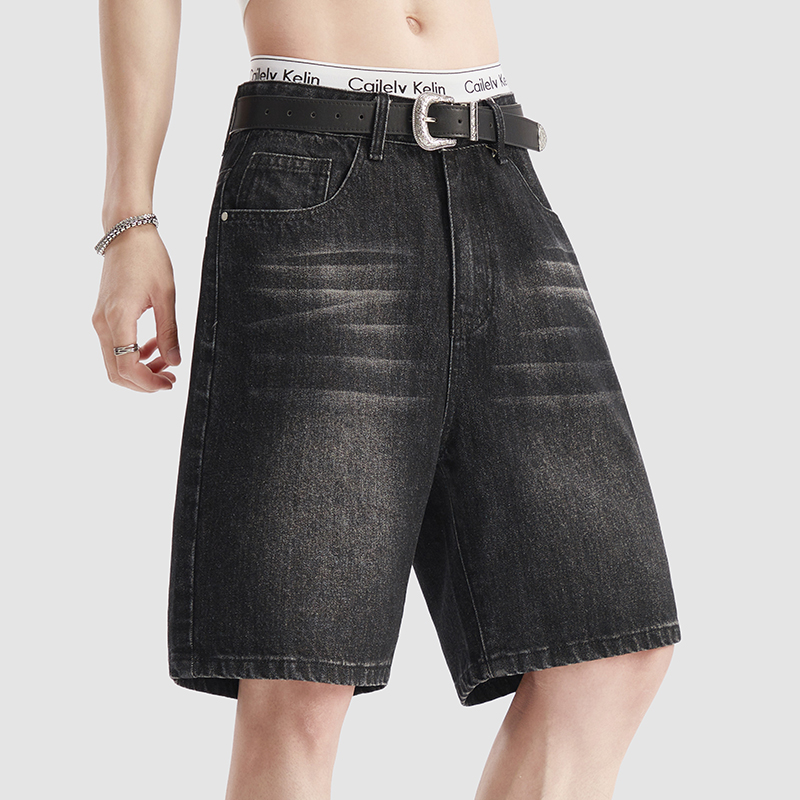 Men Fashion Jeans - Celana Pendek Denim Hitam Tipis Musim