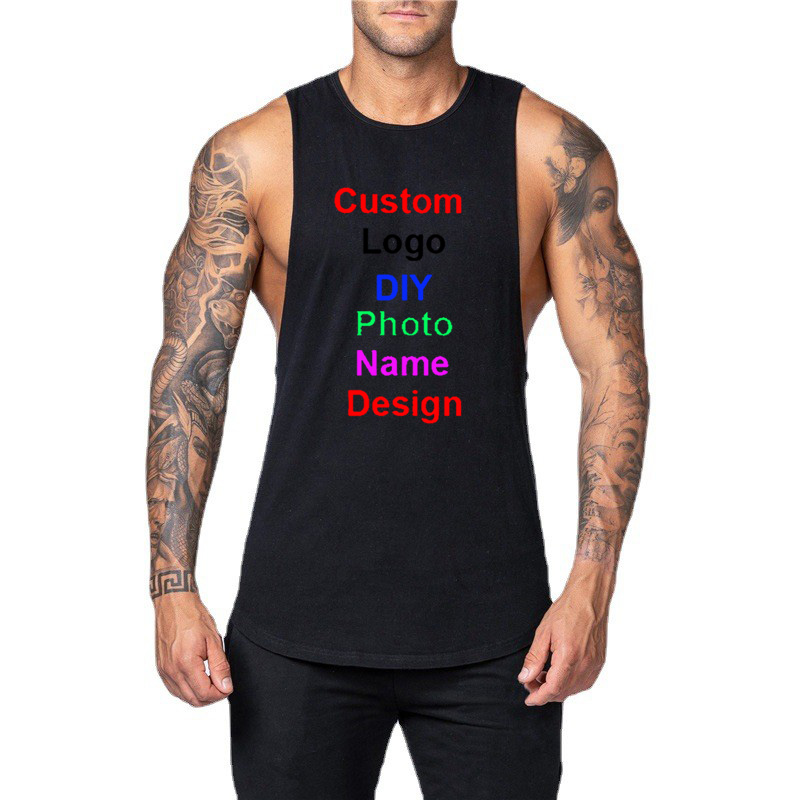 Muscle Tee Workout - DIY disesuaikan merek Logo Gym Tank