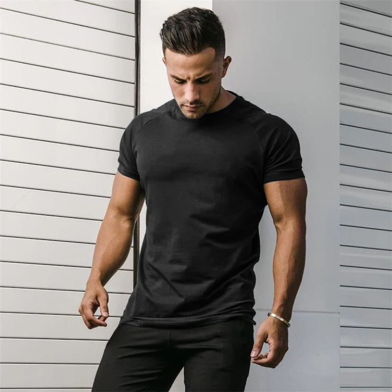 Muscle Tee Workout - Kaus lengan pendek katun bernapas musim