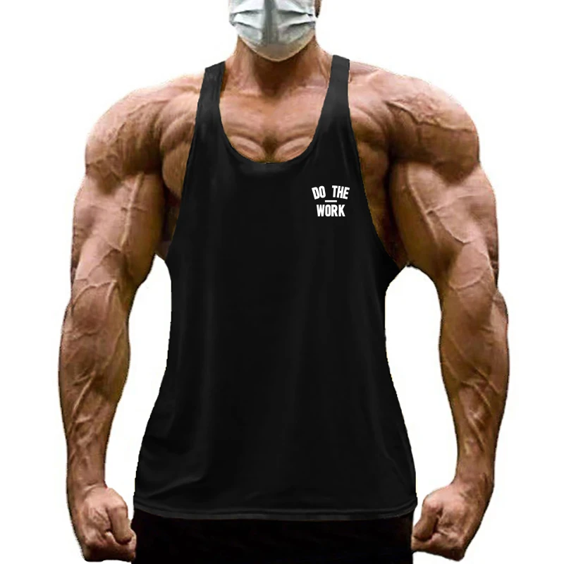 Muscle Tee Workout - Kaus katun tanpa lengan pria, rompi