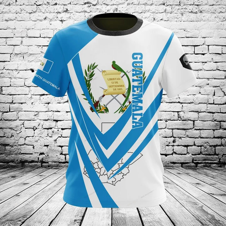 Men'S Fashion Guatemala - Kaos Grafis Bendera Guatemala Kasual Musim