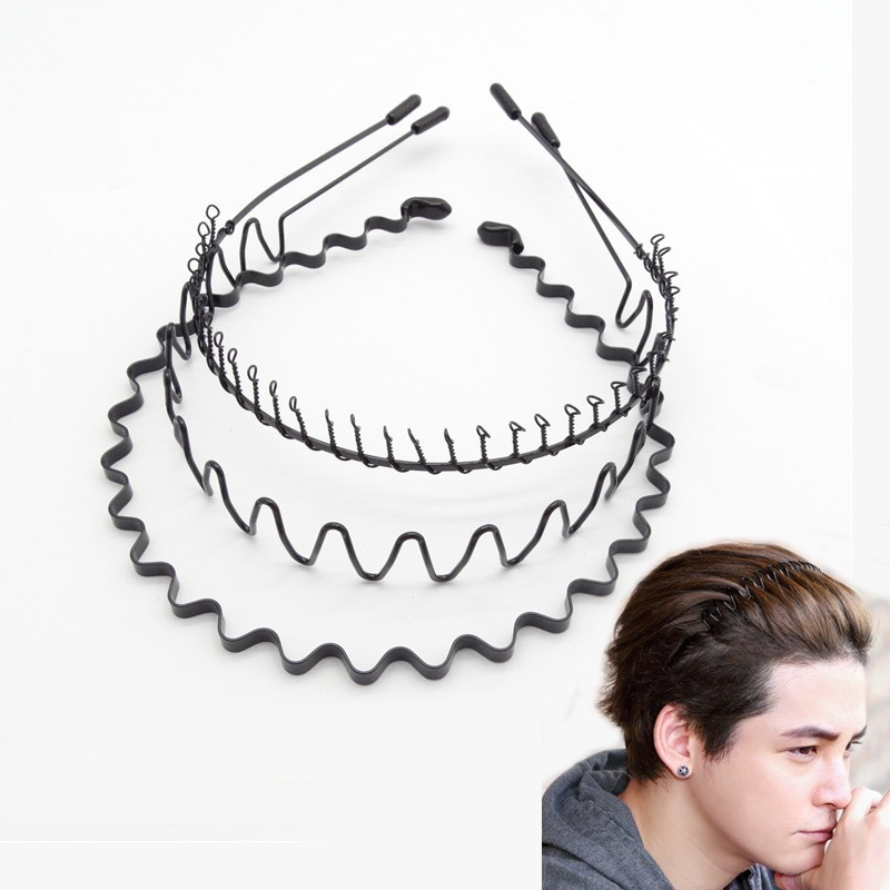 Men Fashion Hair Style - Karet Rambut Olahraga Melambai Logam Hitam