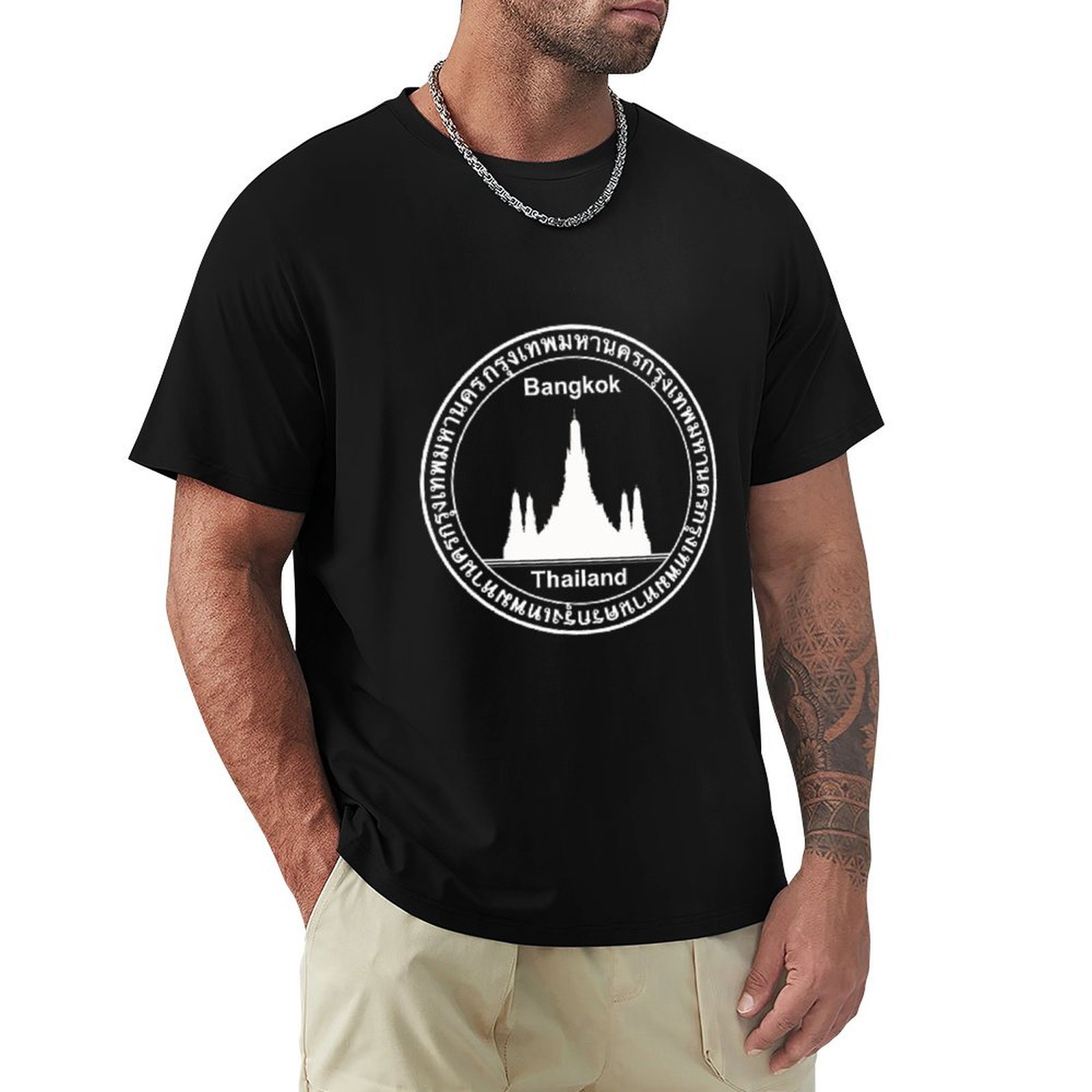 Mens Fashion Bangkok - Kaos Perjalanan dengan Cap Paspor Bangkok