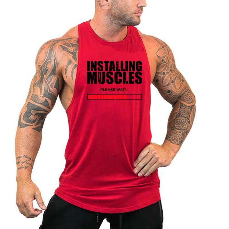 Muscle Tee Workout - Menginstal otot Tunggu cetak rompi kebugaran