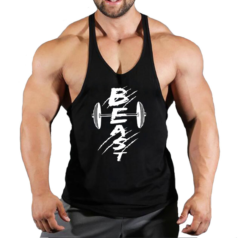 Muscle Tee Workout - Tank Top kebugaran bermerek musim panas