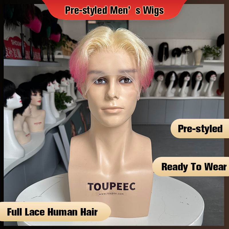 Men Fashion Hair Style - Wig Rambut Asli Pria Pre-styled Full