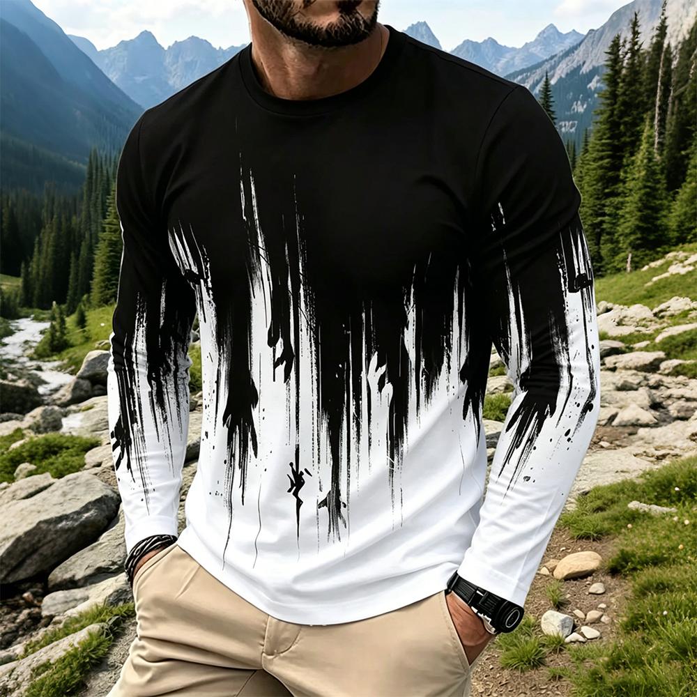 Fashion Mens Shirt - Kaos Lengan Panjang Pria Motif Tinta
