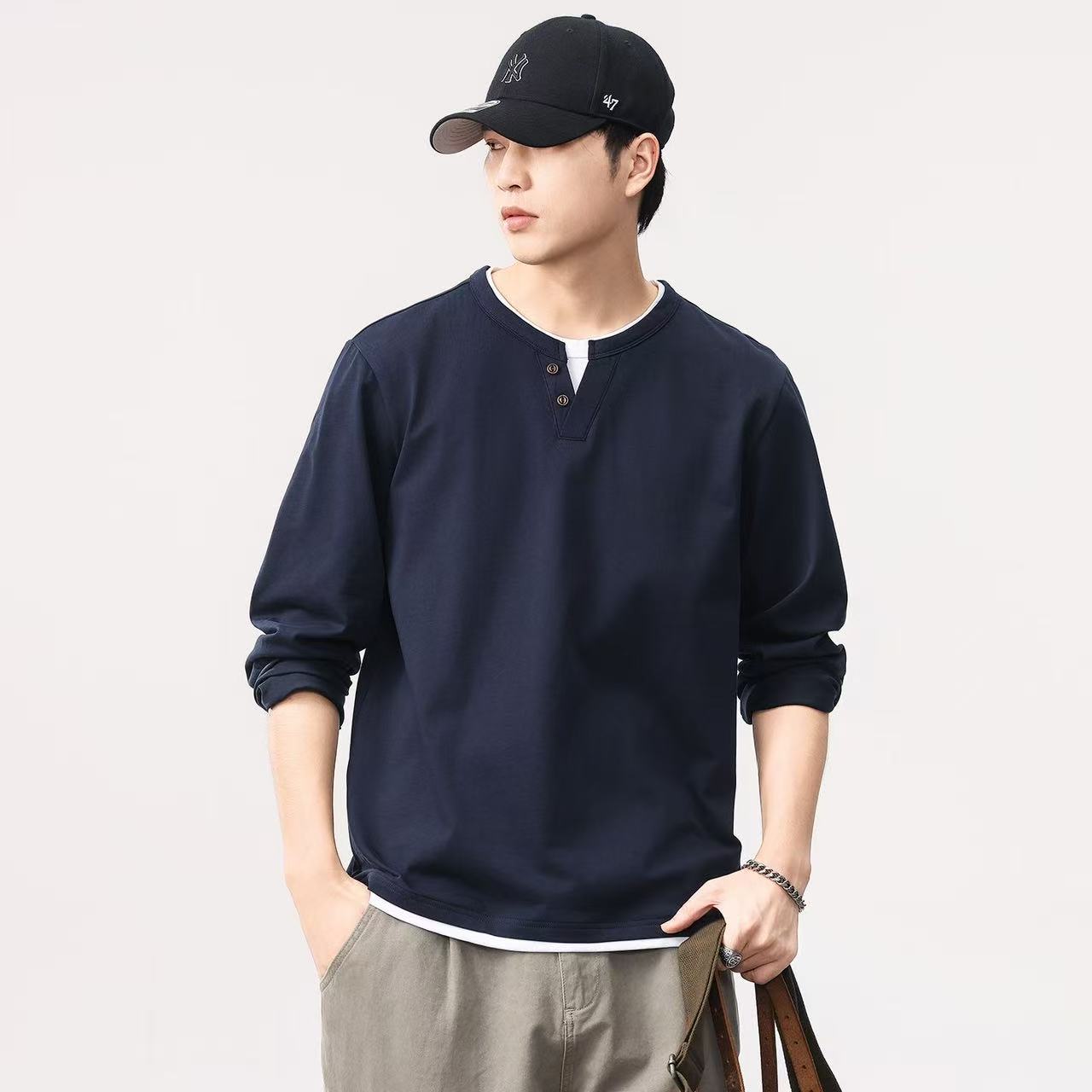 Fashion Mens Shirt - Kemeja pria lengan panjang warna polos