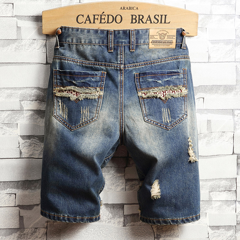 Celana Pendek Denim Hip-hop Ro - Men Fashion Jeans ulasan dan harga