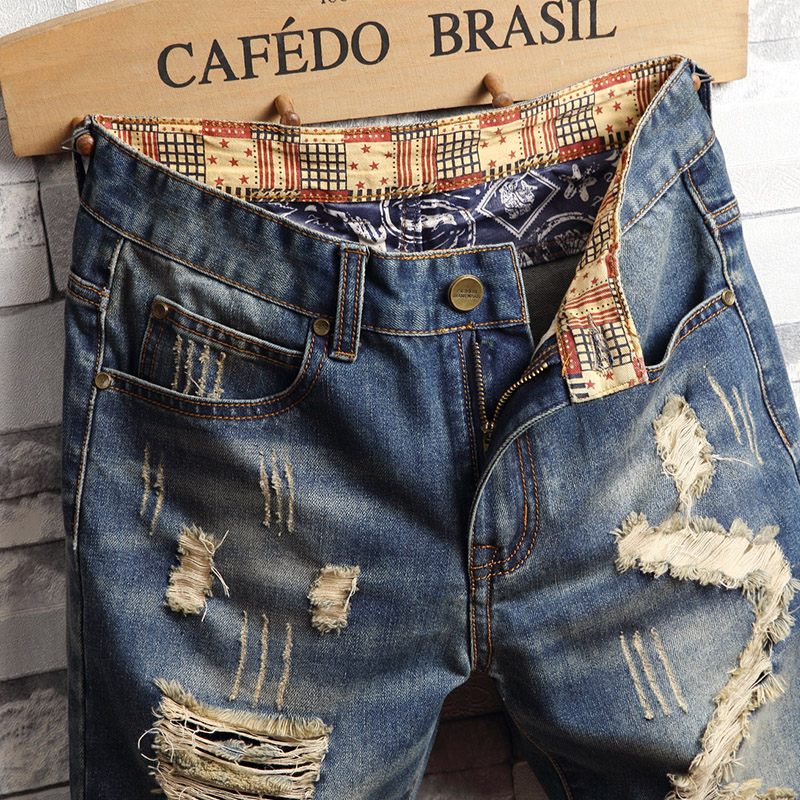 Celana Pendek Denim Hip-hop Ro - Men Fashion Jeans ulasan dan harga