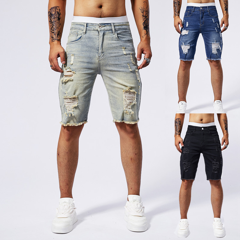 Celana Pendek Denim Robek Pria - Men Fashion Jeans ulasan dan harga