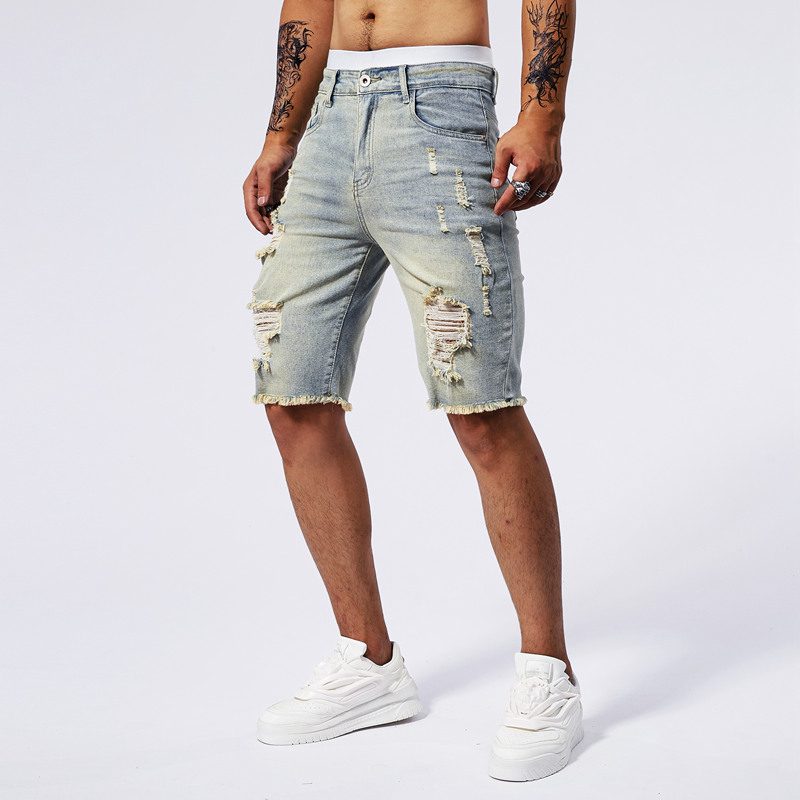 Celana Pendek Denim Robek Pria - Men Fashion Jeans ulasan dan harga