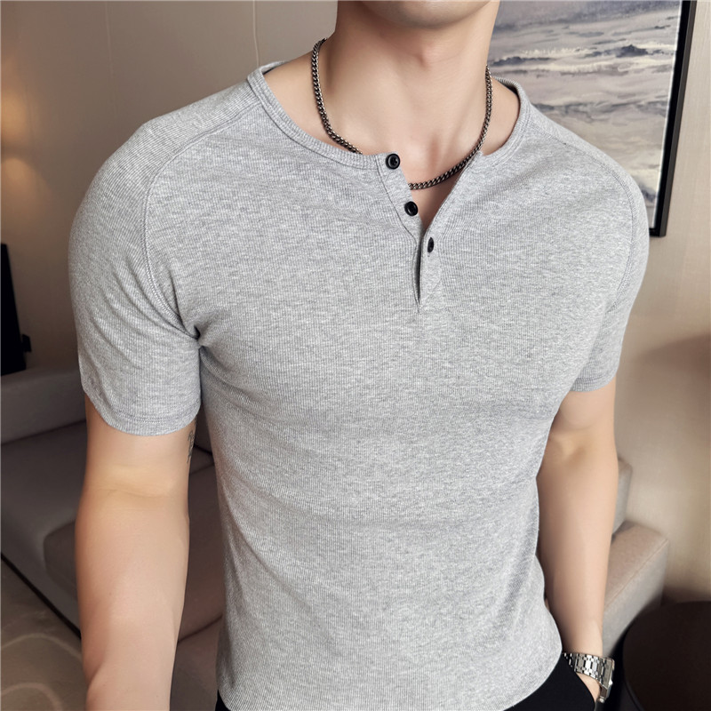 Kaos Henley Slim Fit Pria - At - Muscle Tee Workout ulasan dan harga