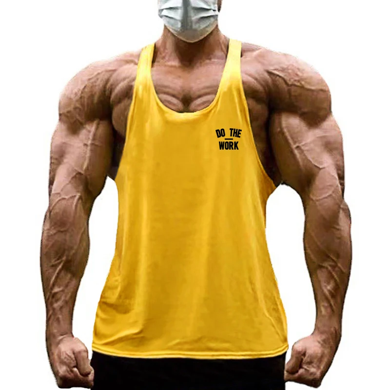 Kaus katun tanpa lengan pria,  - Muscle Tee Workout ulasan dan harga
