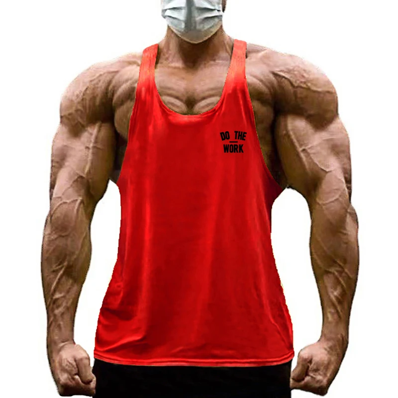 Kaus katun tanpa lengan pria,  - Muscle Tee Workout ulasan dan harga