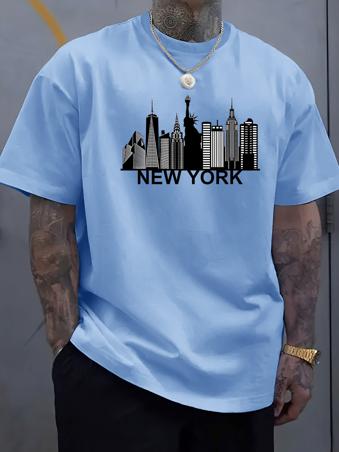 Kaos pria berbahan katun denga - Men'S Fashion New York ulasan dan harga