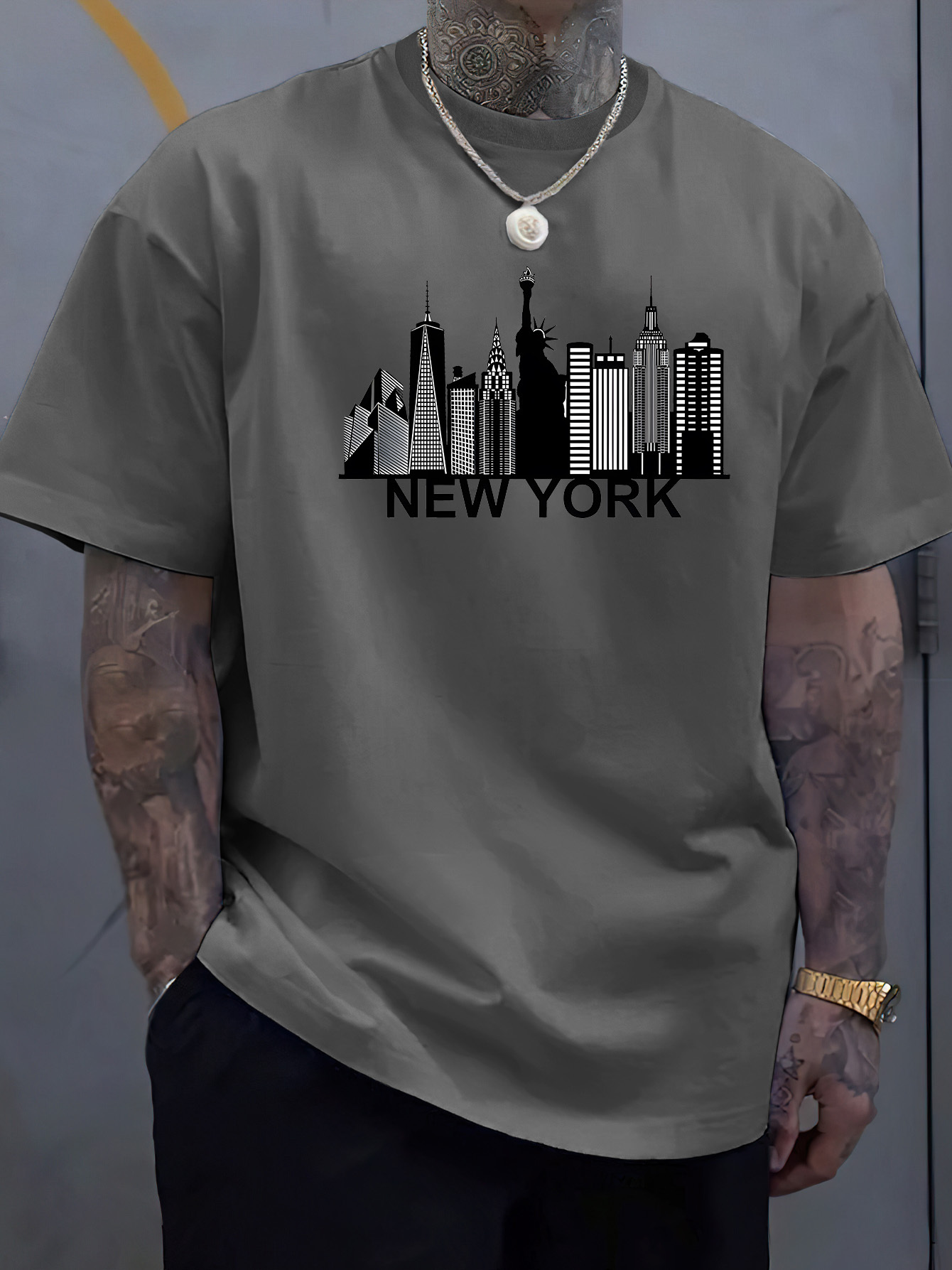 Kaos pria berbahan katun denga - Men'S Fashion New York ulasan dan harga