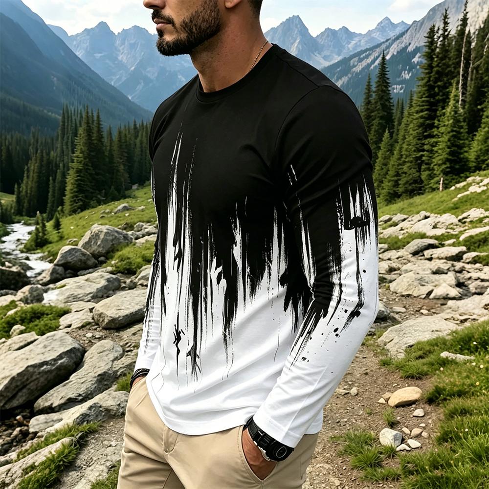 Kaos Lengan Panjang Pria Motif - Fashion Mens Shirt ulasan dan harga